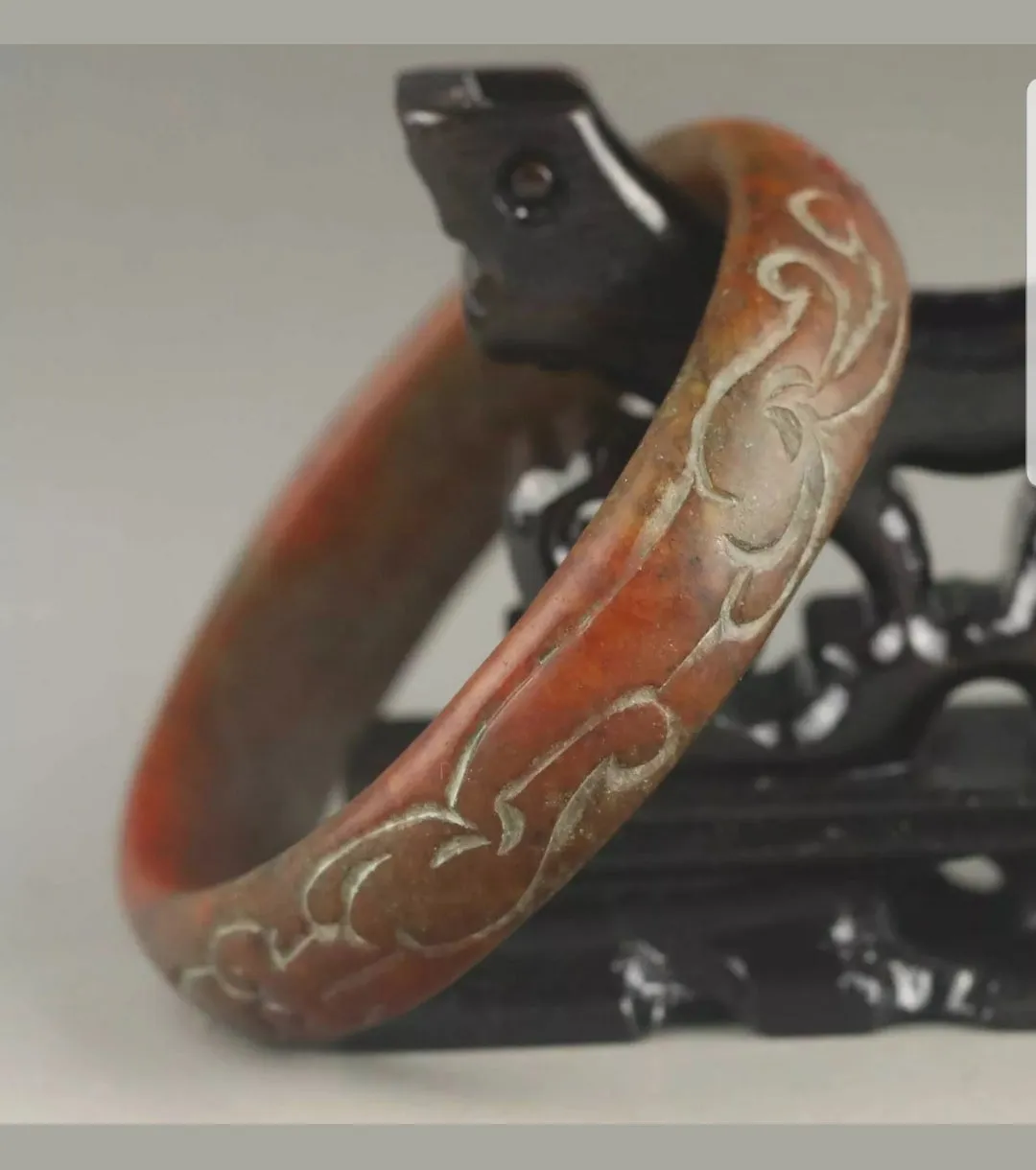 60/61/62mm Certified Natural Red Emerald A*Jade HandCarved Dragon Bangle A1940