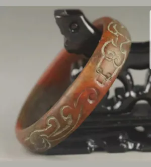60/61/62mm Certified Natural Red Emerald A*Jade HandCarved Dragon Bangle A1940