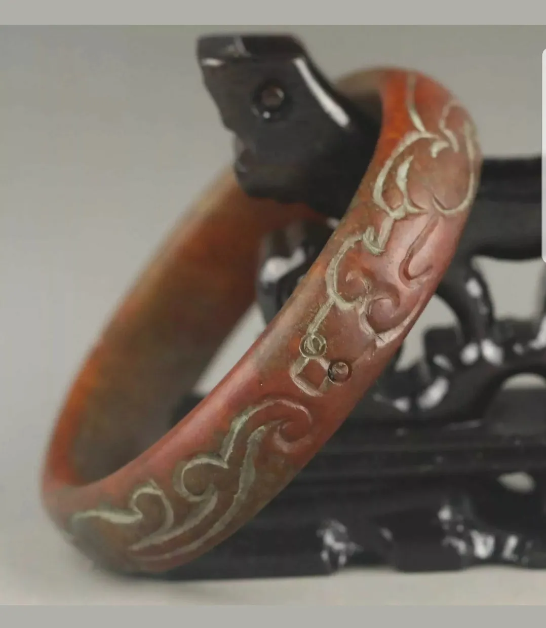 60/61/62mm Certified Natural Red Emerald A*Jade HandCarved Dragon Bangle A1940