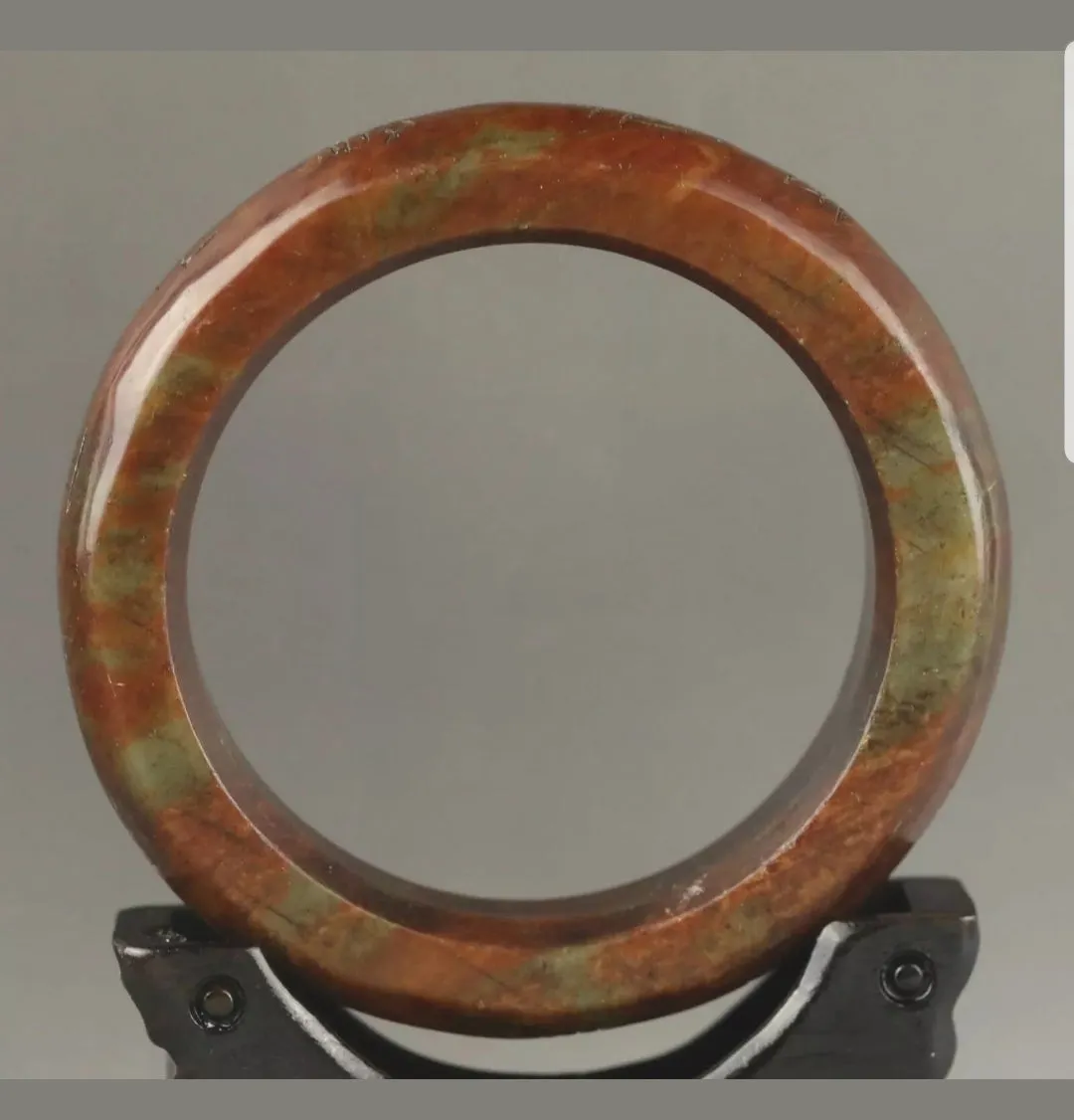 61/62/63mm Certified Chinese Antique Natural Red Emerald A*Jade HandCarved Dragon Bangle A1940