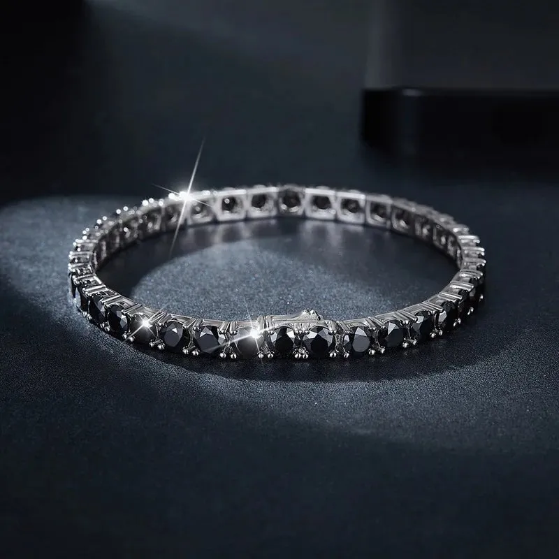 6.5mm Black Round Diamond Cuff Bracelet