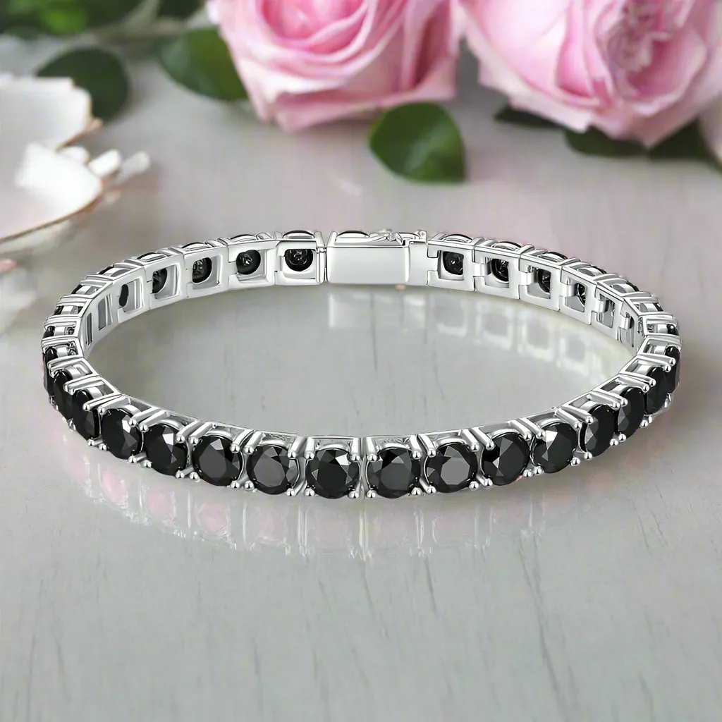 6.5mm Black Round Diamond Cuff Bracelet