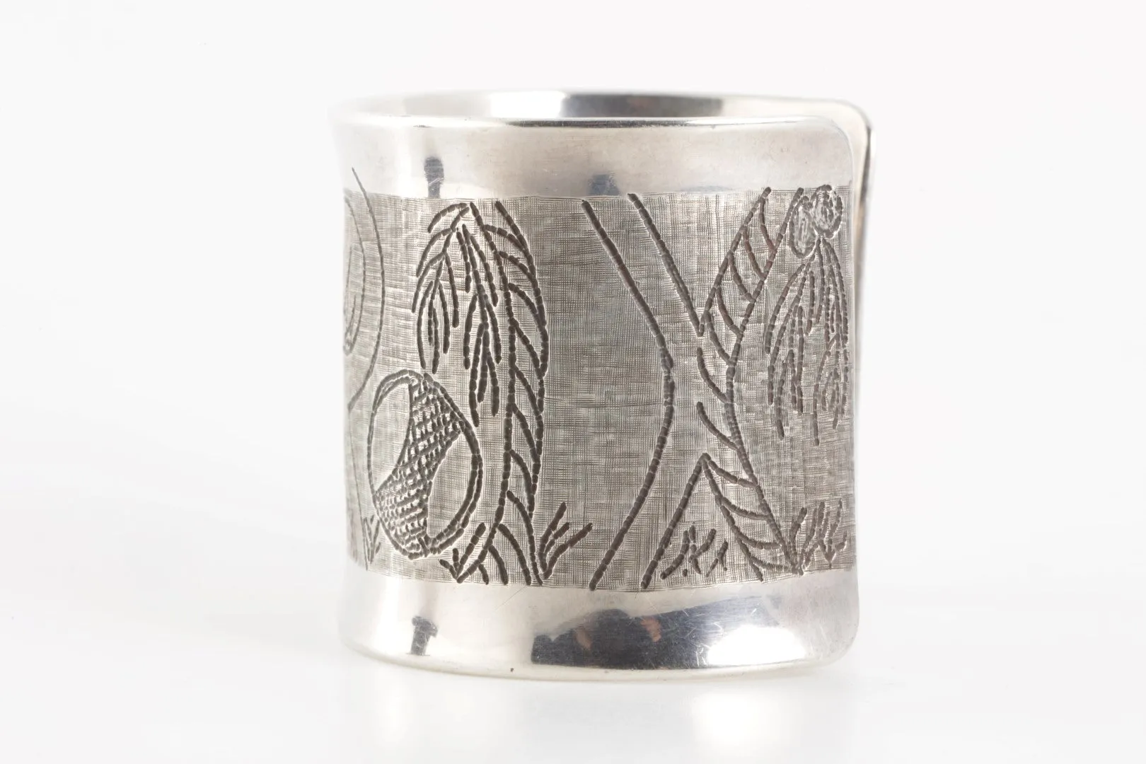 6" 925 Silver "CR" Etched Beach Scene Cuff Bracelet (76.27g.)