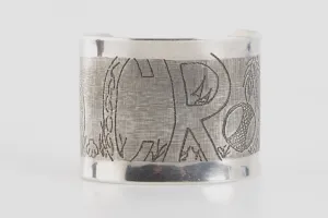 6" 925 Silver "CR" Etched Beach Scene Cuff Bracelet (76.27g.)