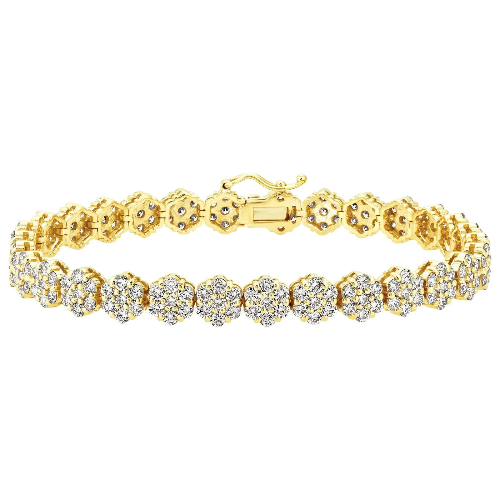 7.50 Carat Natural Diamond Flower Bracelet G SI 14K White Gold 7''