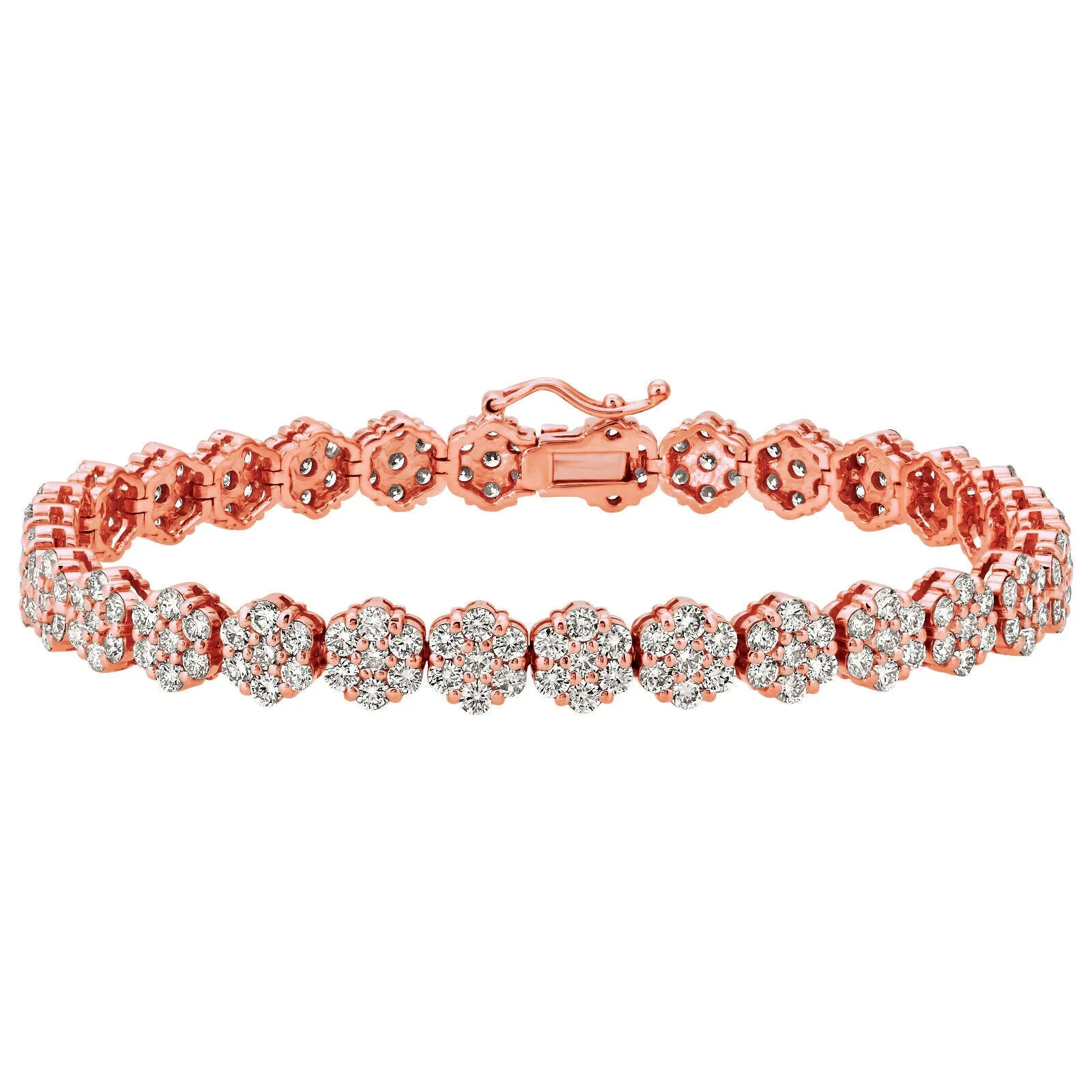 7.50 Carat Natural Diamond Flower Bracelet G SI 14K White Gold 7''