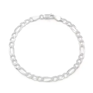 925 Sterling Silver 5mm Solid Figaro ITProLux Bracelet