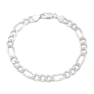 925 Sterling Silver 6.5mm Solid Figaro ITProLux Bracelet