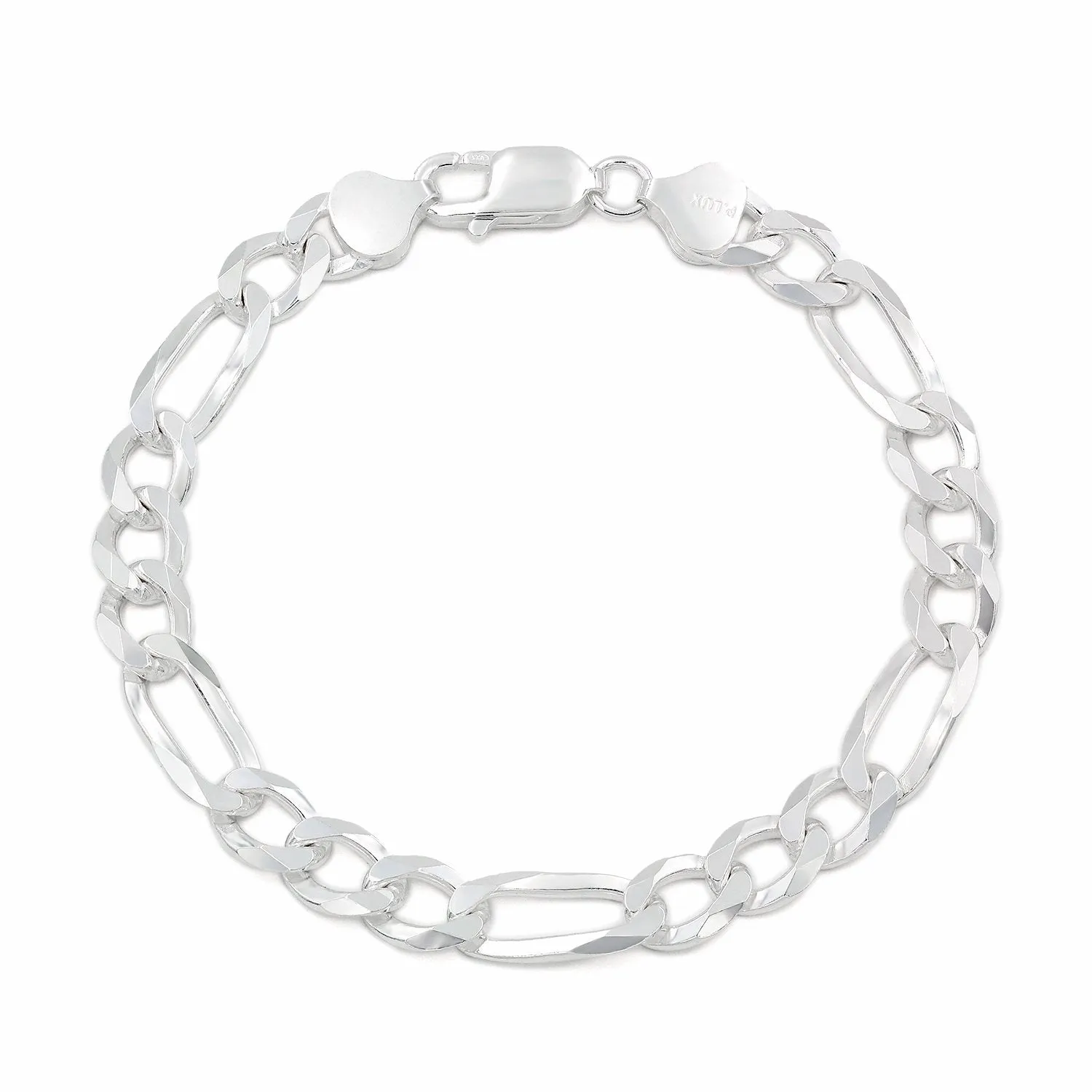 925 Sterling Silver 7.5mm Solid Figaro ITProLux Bracelet