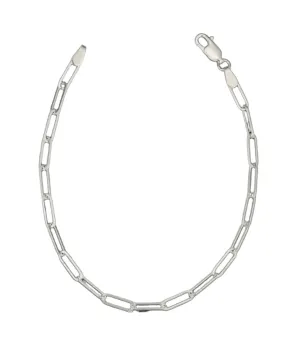 925 Sterling Silver Rhodium Plated Paperclip Bracelet