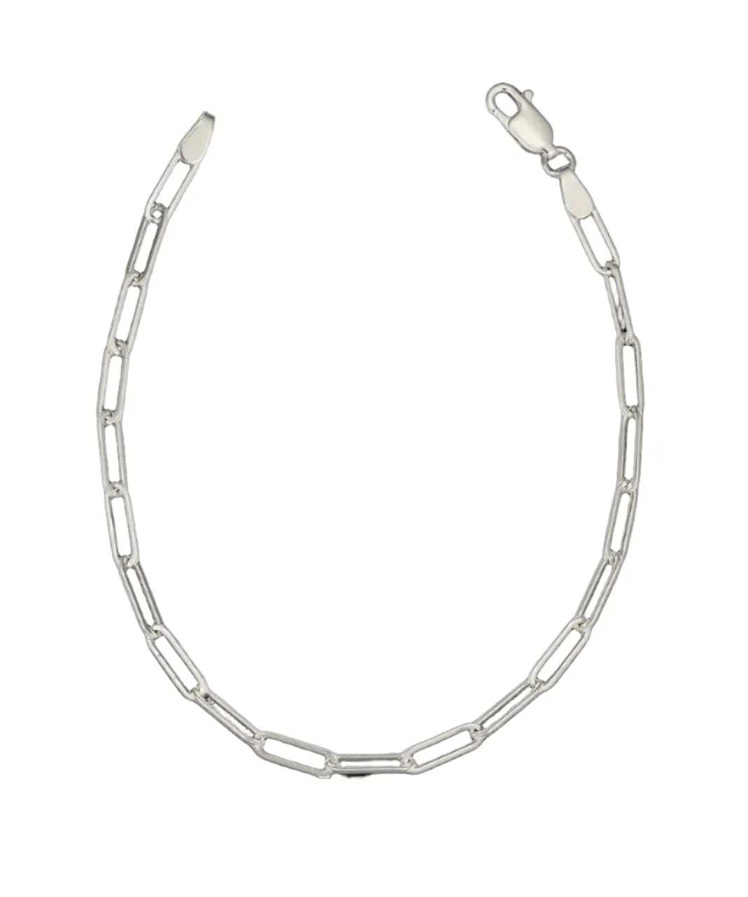 925 Sterling Silver Rhodium Plated Paperclip Bracelet