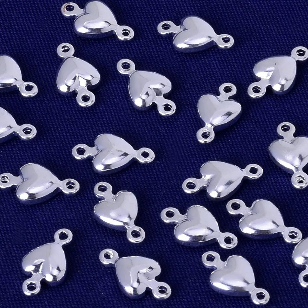 About 9.7*5.5MM tibetara® Brass heart Connector for personalization necklace bracelet earrings Jewelry Supplies plated silver 20pcs