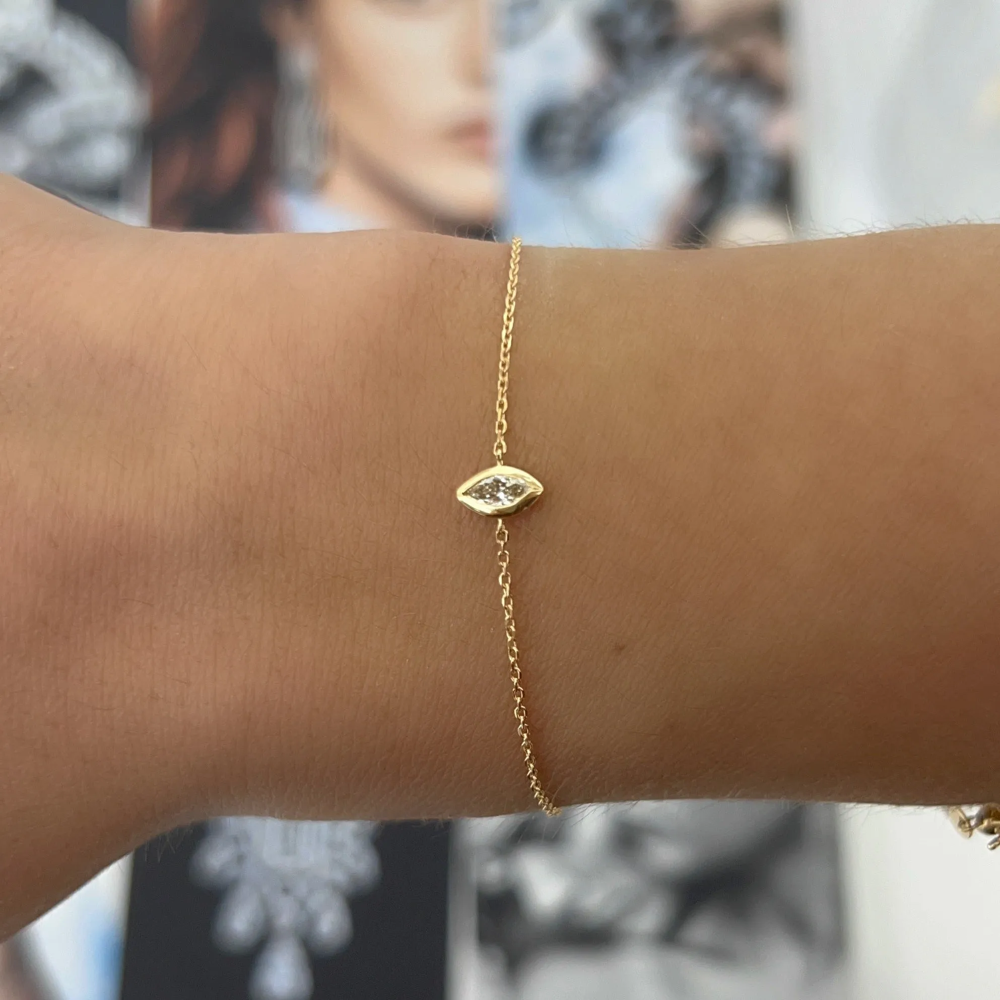 Adjustable Bezel Diamond Marquise Bracelet