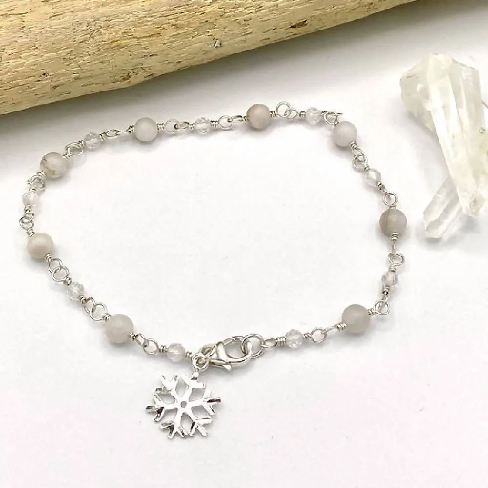 Agate Snowflake Charm Bracelet