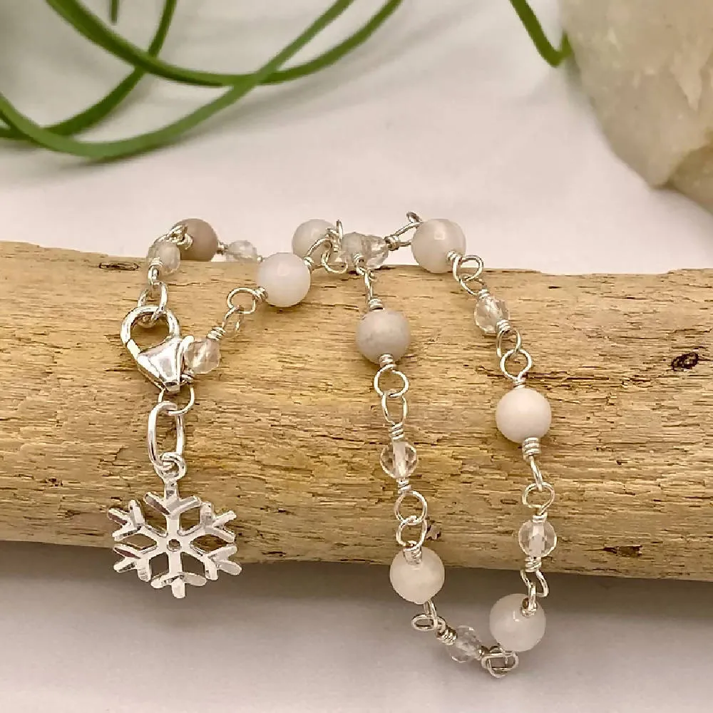 Agate Snowflake Charm Bracelet