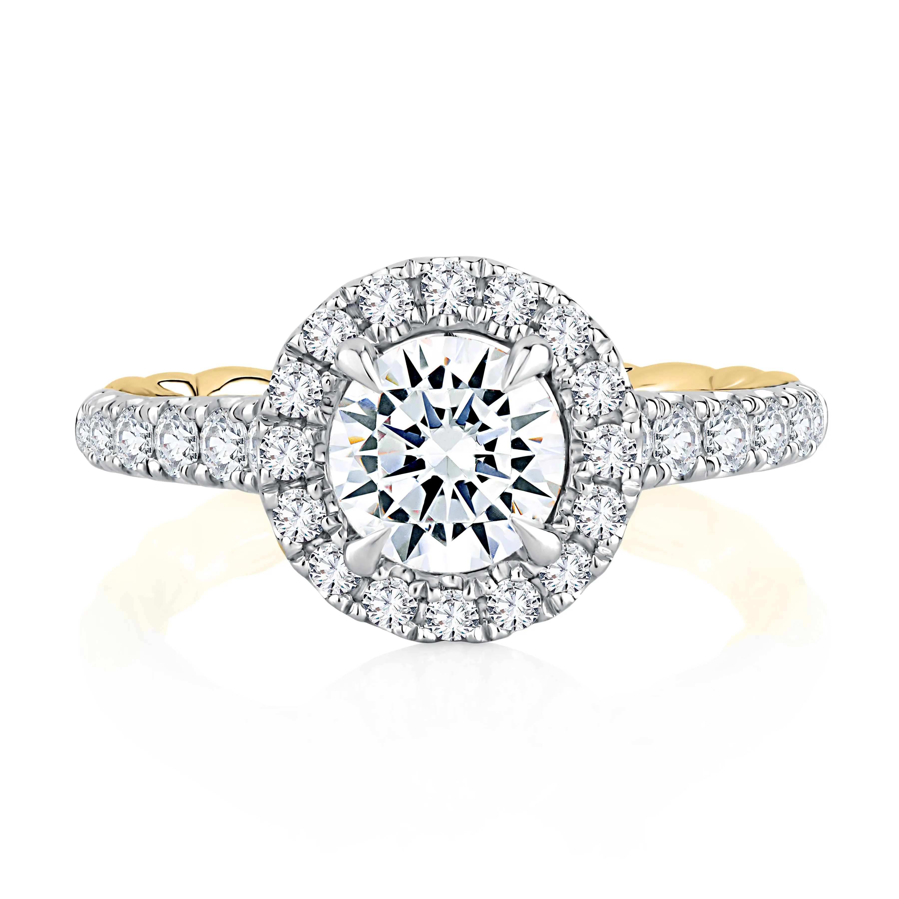 A.Jaffe Modern Royals Noble Round Halo Diamond Quilted Engagement Ring MECRD2500Q/164