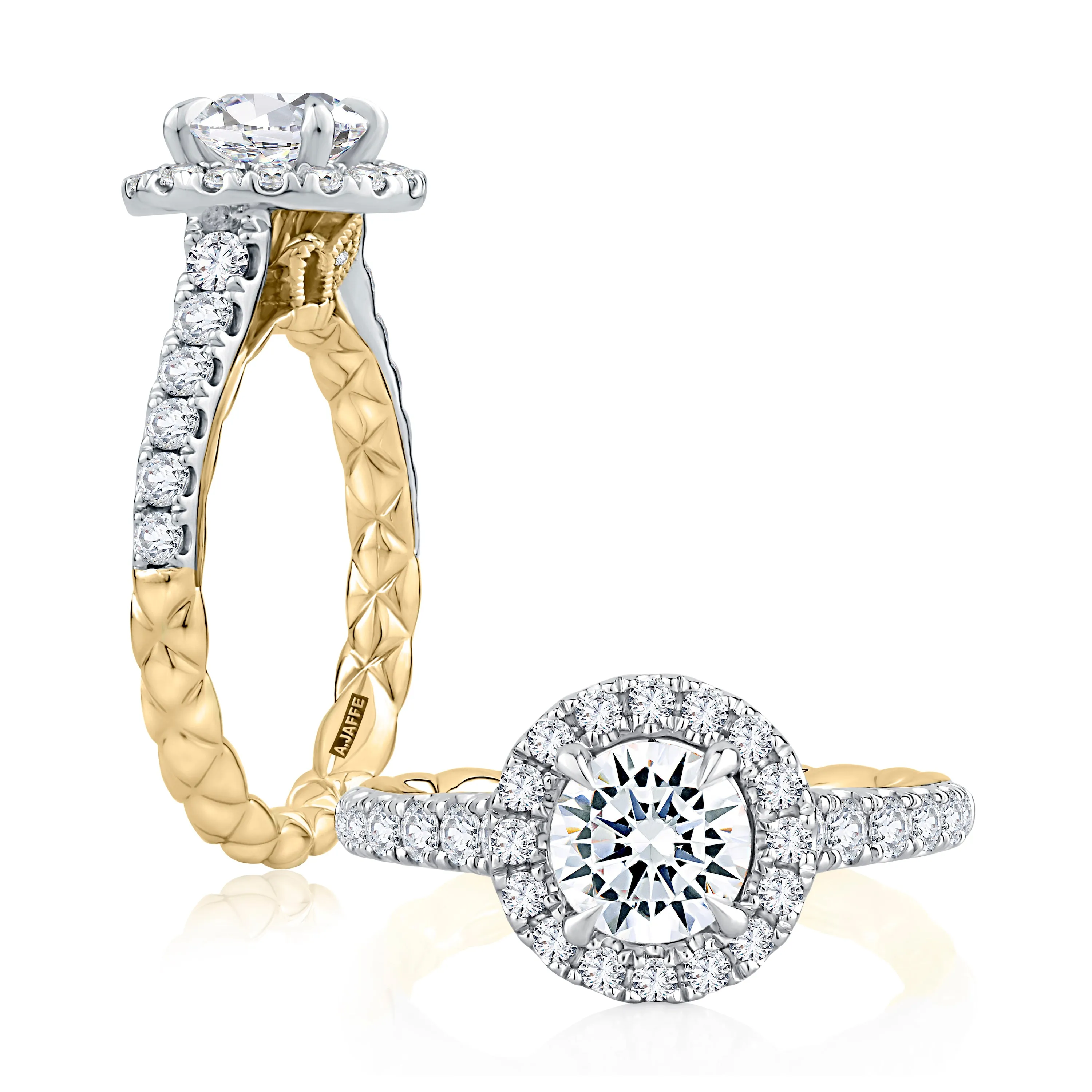 A.Jaffe Modern Royals Noble Round Halo Diamond Quilted Engagement Ring MECRD2500Q/164
