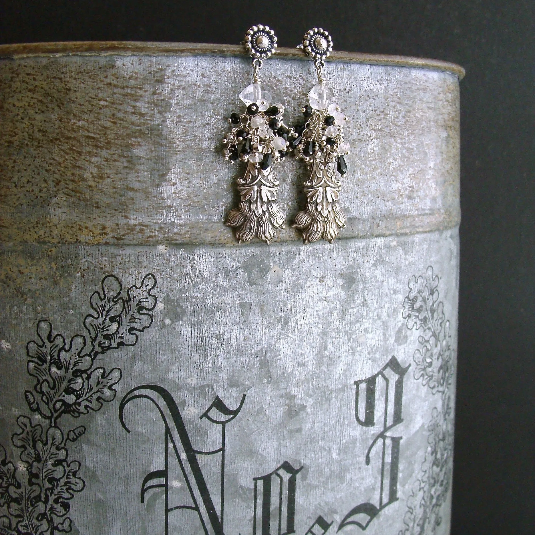 Antique Sterling Lion’s Paw Amulet Cluster Earrings - Airella Earrings
