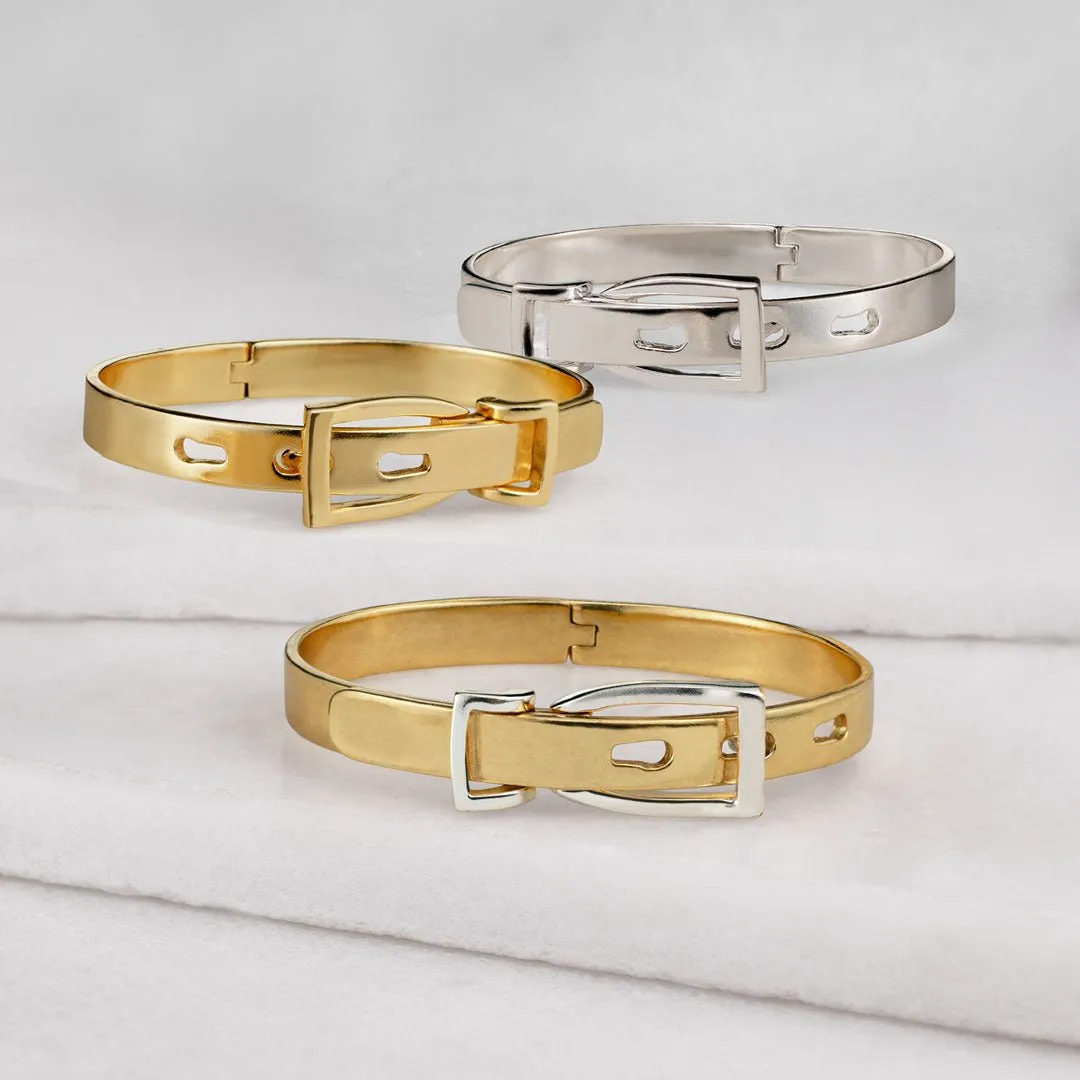 Ashton - English Stirrup Lock 14K Gold and Brass Buckle Bracelet