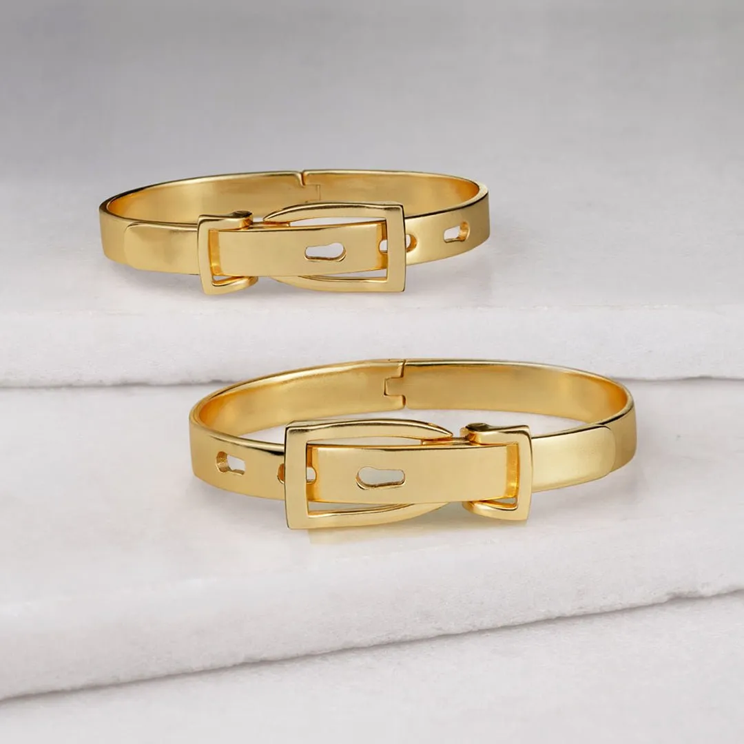 Ashton - English Stirrup Lock 14K Gold and Brass Buckle Bracelet