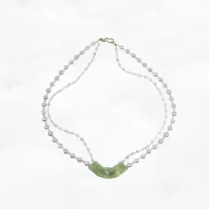 Auspicious Clouds Mint Jade Huang Beaded Necklace