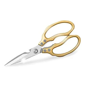 AWinjoy Kitchen Scissors, Heavy Duty Sharp Kitchen Shears Dishwasher Safe ,Gold Kitchen Accessories Cooking Shears for Kitchen Meat Chicken Fish Poultry Herb Bread (Gold)