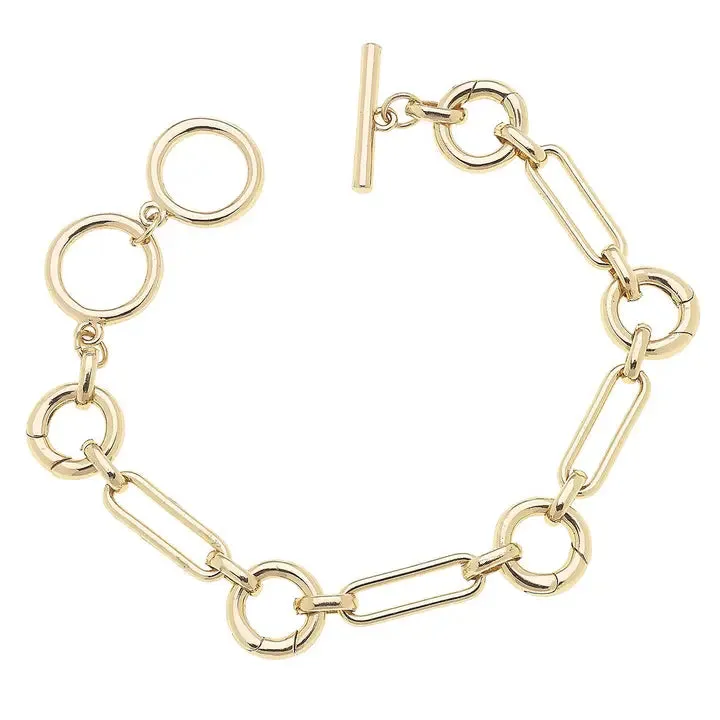 Bella Multi Charm Toggle Bracelet Base in Shiny Gold