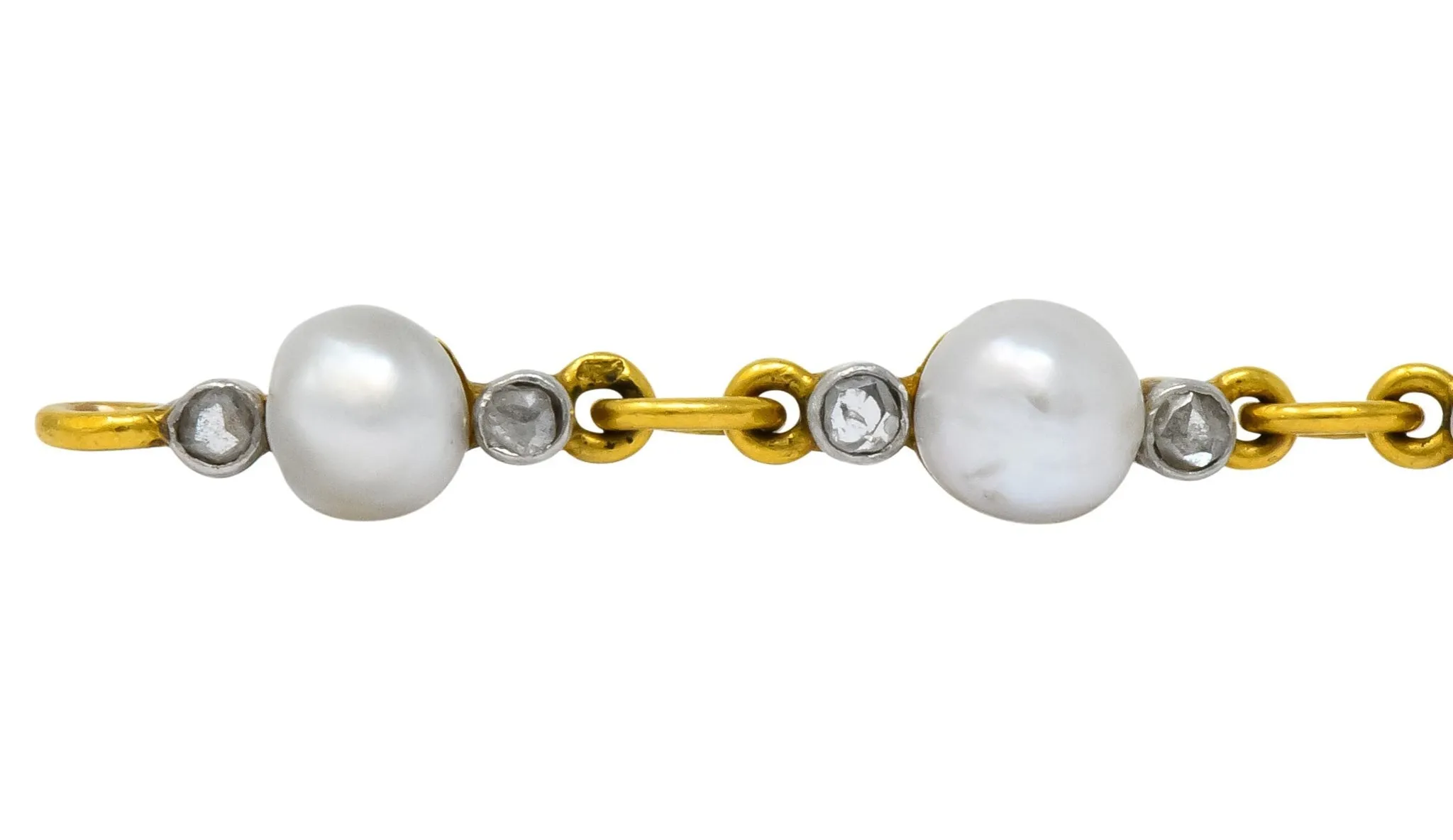 Belle Epoque French Pearl Diamond Platinum 18 Karat Gold Bracelet Circa 1910