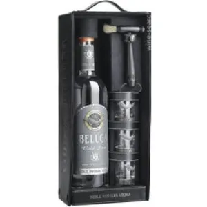 Beluga Vodka Noble Russian Gold with Glasses