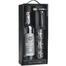 Beluga Vodka Noble Russian Gold with Glasses