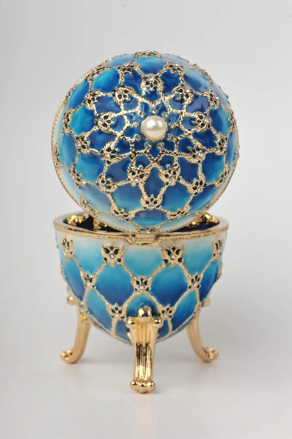 Blue Faberge Egg with Gold Clock