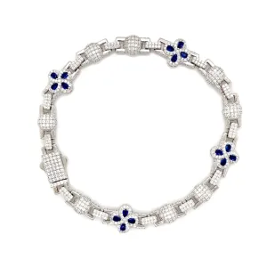 Blue Flower 10mm Lab-Created Moissanite Sterling 8.5" Bracelet - M302399