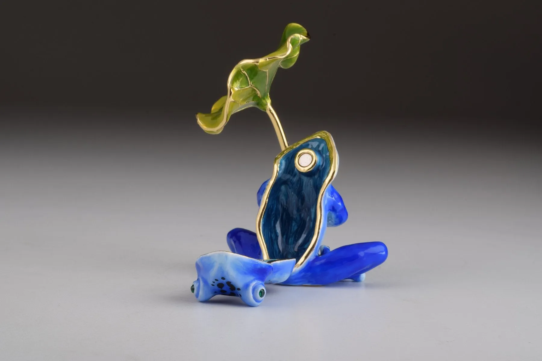 Blue Frog with Umbrella Trinket Box