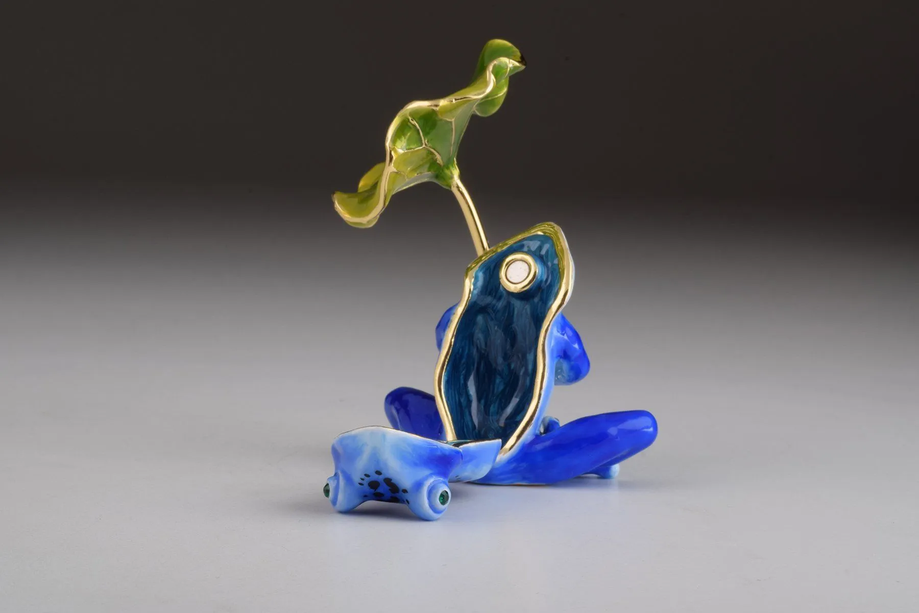Blue Frog with Umbrella Trinket Box