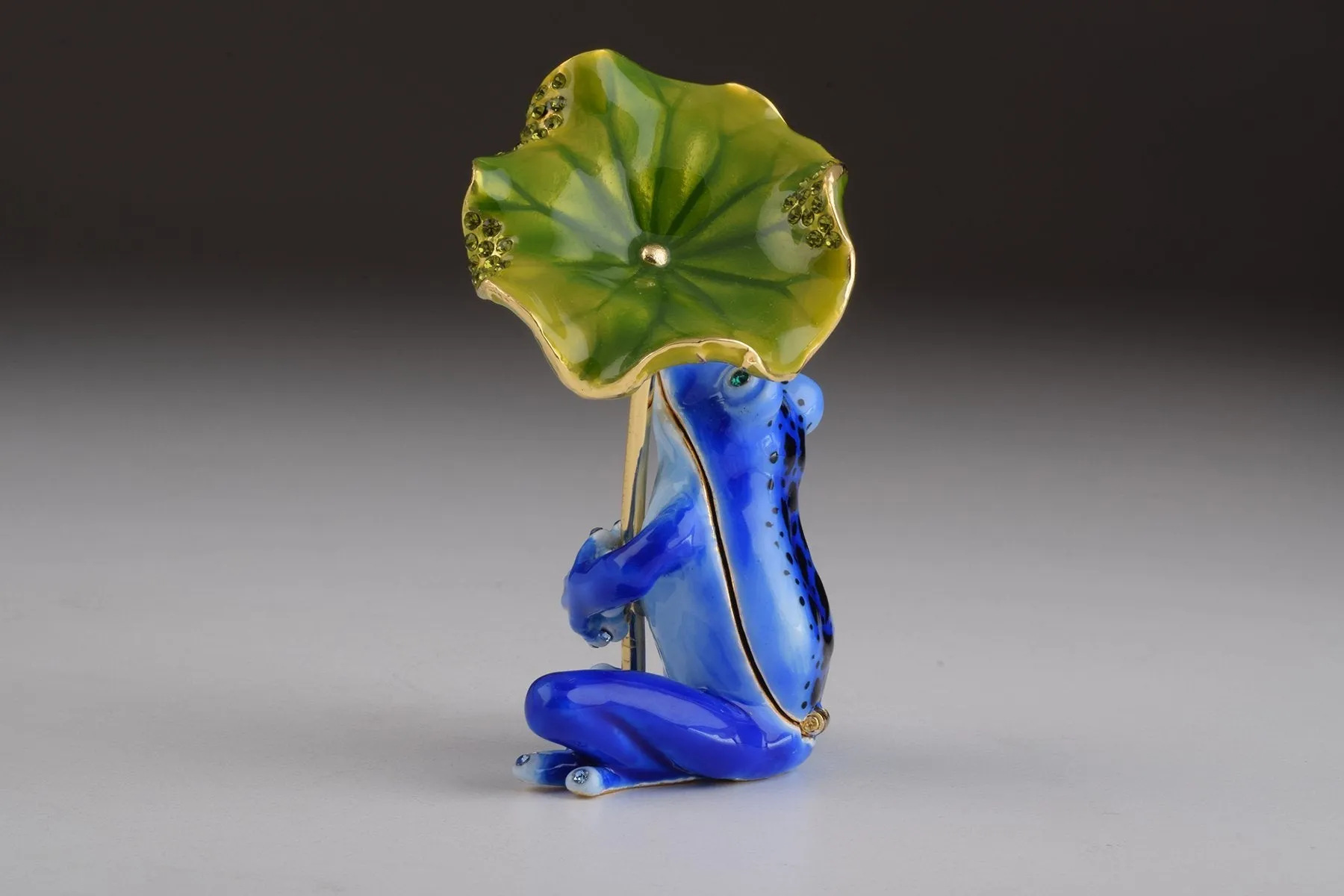 Blue Frog with Umbrella Trinket Box