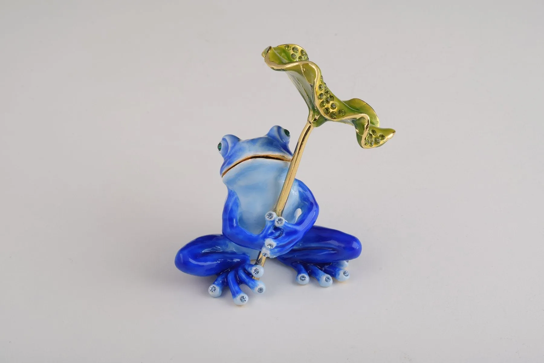 Blue Frog with Umbrella Trinket Box