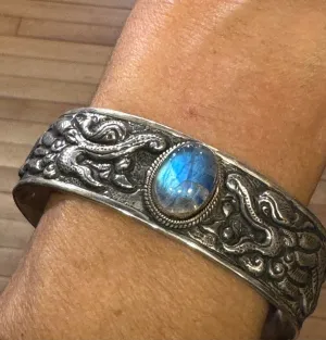 Blue Moonstone Dragon Cuff