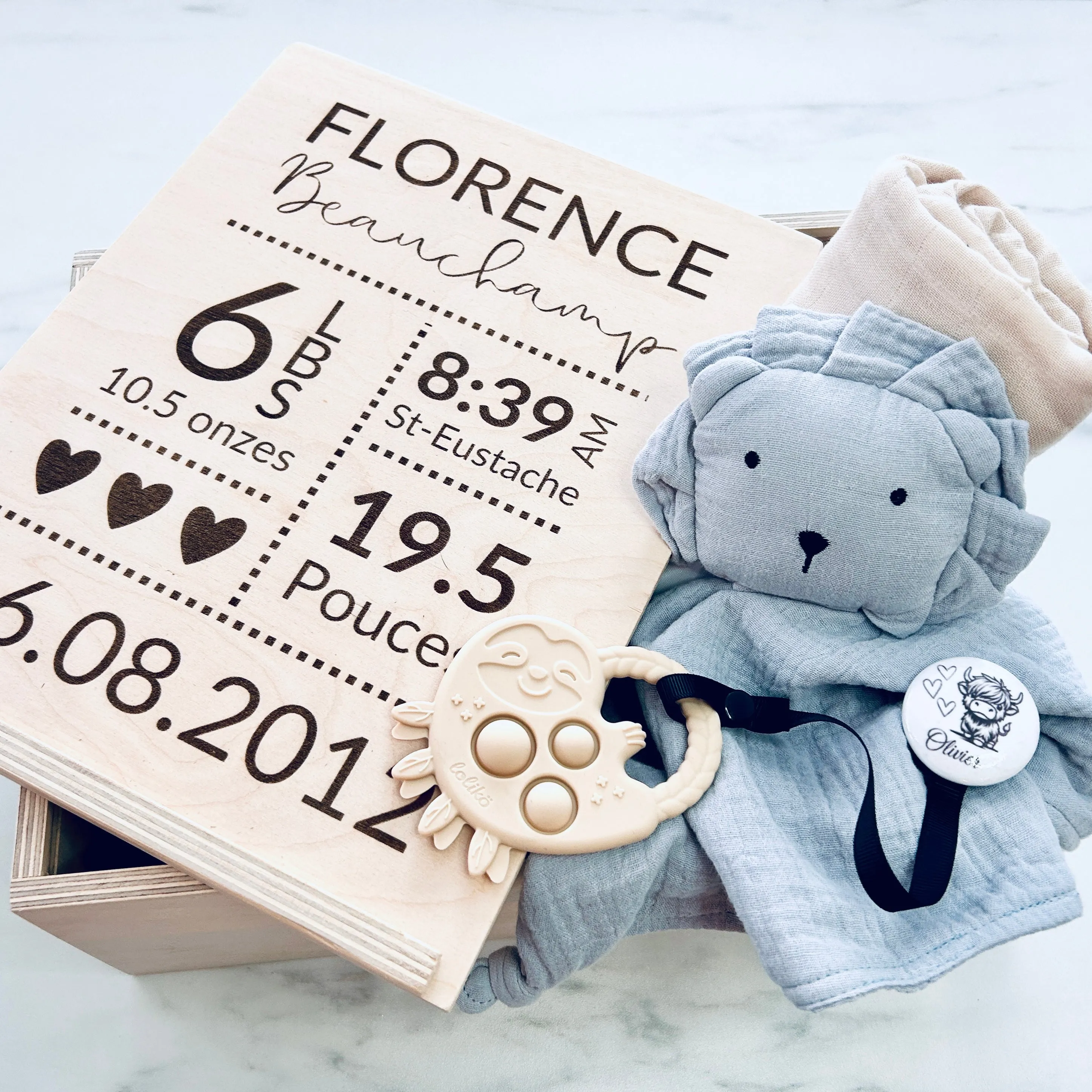 Boîte cadeaux naissance 6 pièces