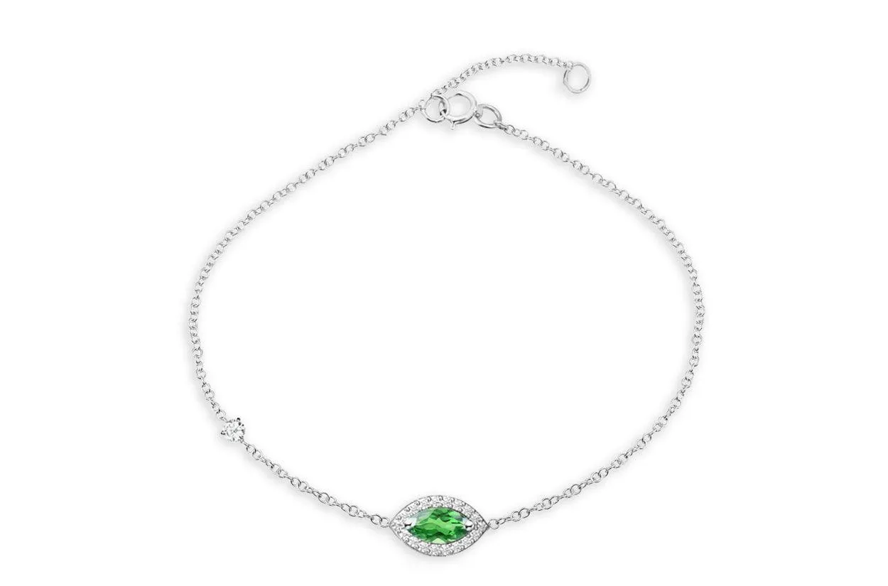 Bracelet 18kt Gold Center Marquise Gemstone Pave