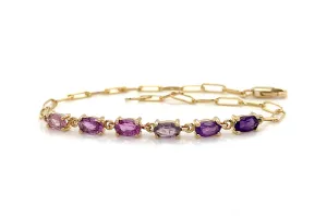 Bracelet 18kt Gold Oval Insignia Gemstones & Paperclip