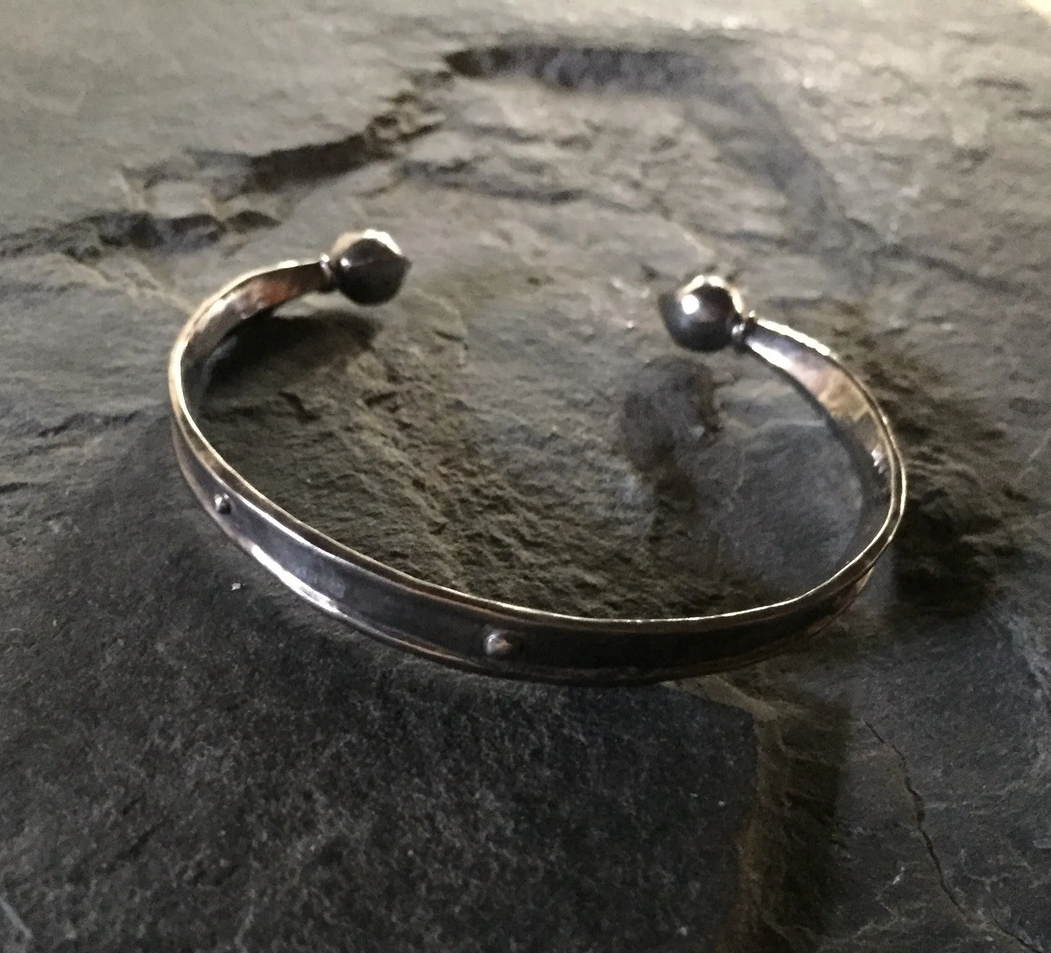 Bracelet - Black Diamond Silver Cuff