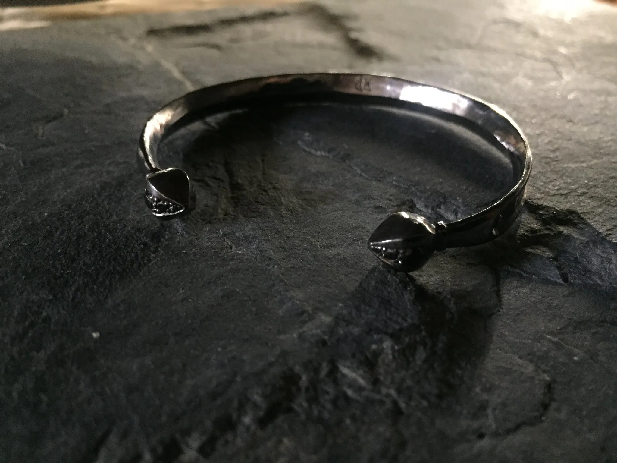 Bracelet - Black Diamond Silver Cuff