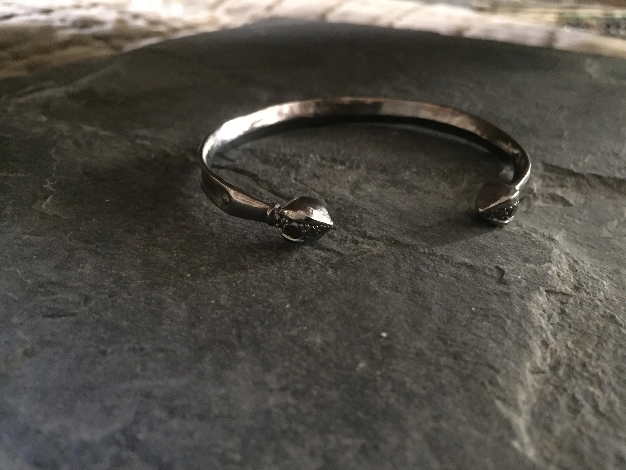 Bracelet - Black Diamond Silver Cuff