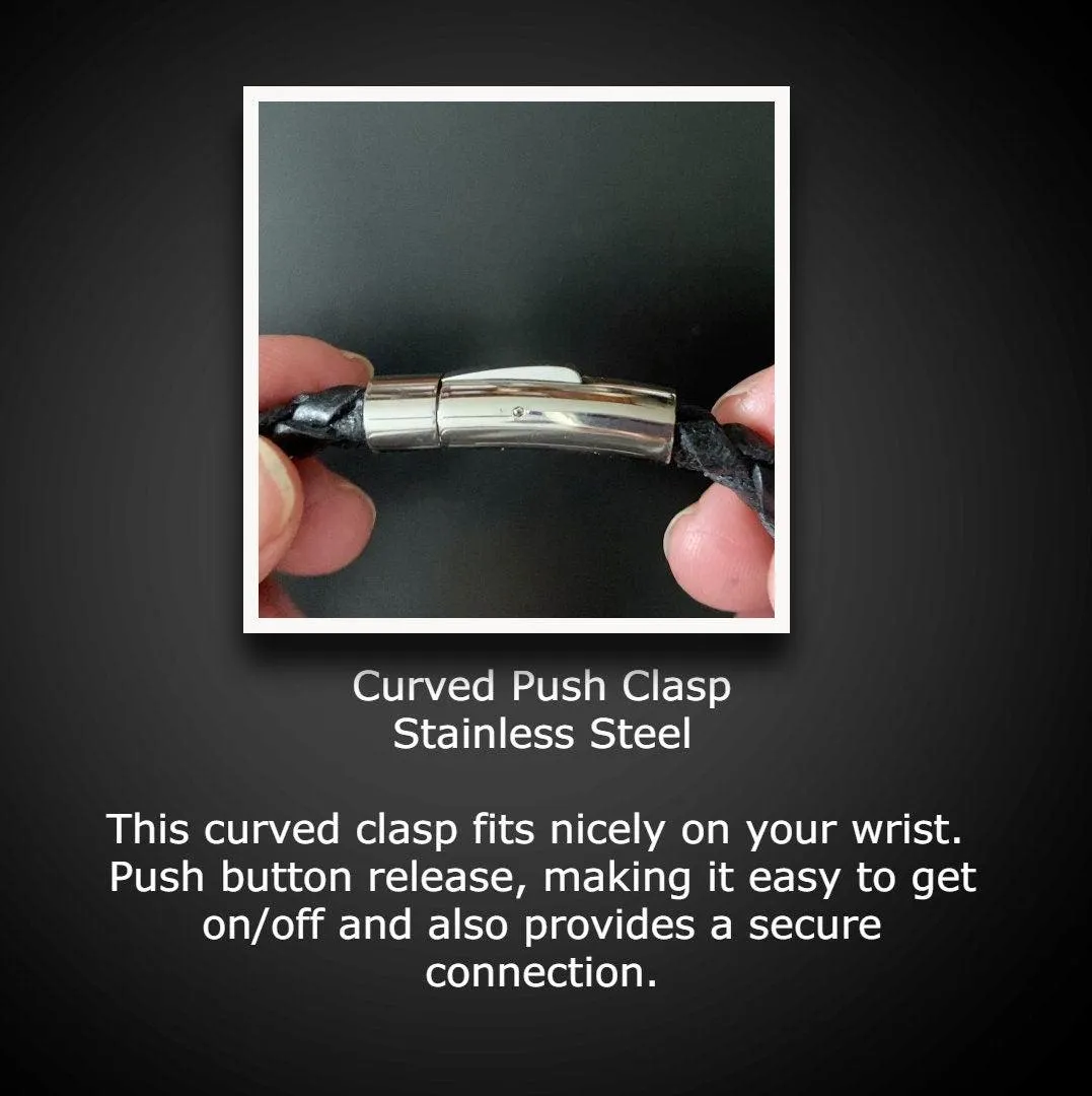 Braided Italian Leather Bracelet with Handwriting, Signature, or Custom Sentiment