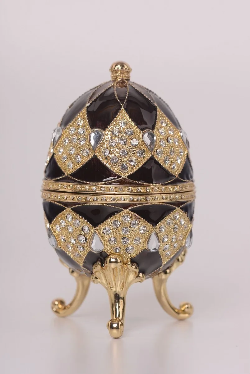 Brown Faberge Egg with Egg Pendant Inside