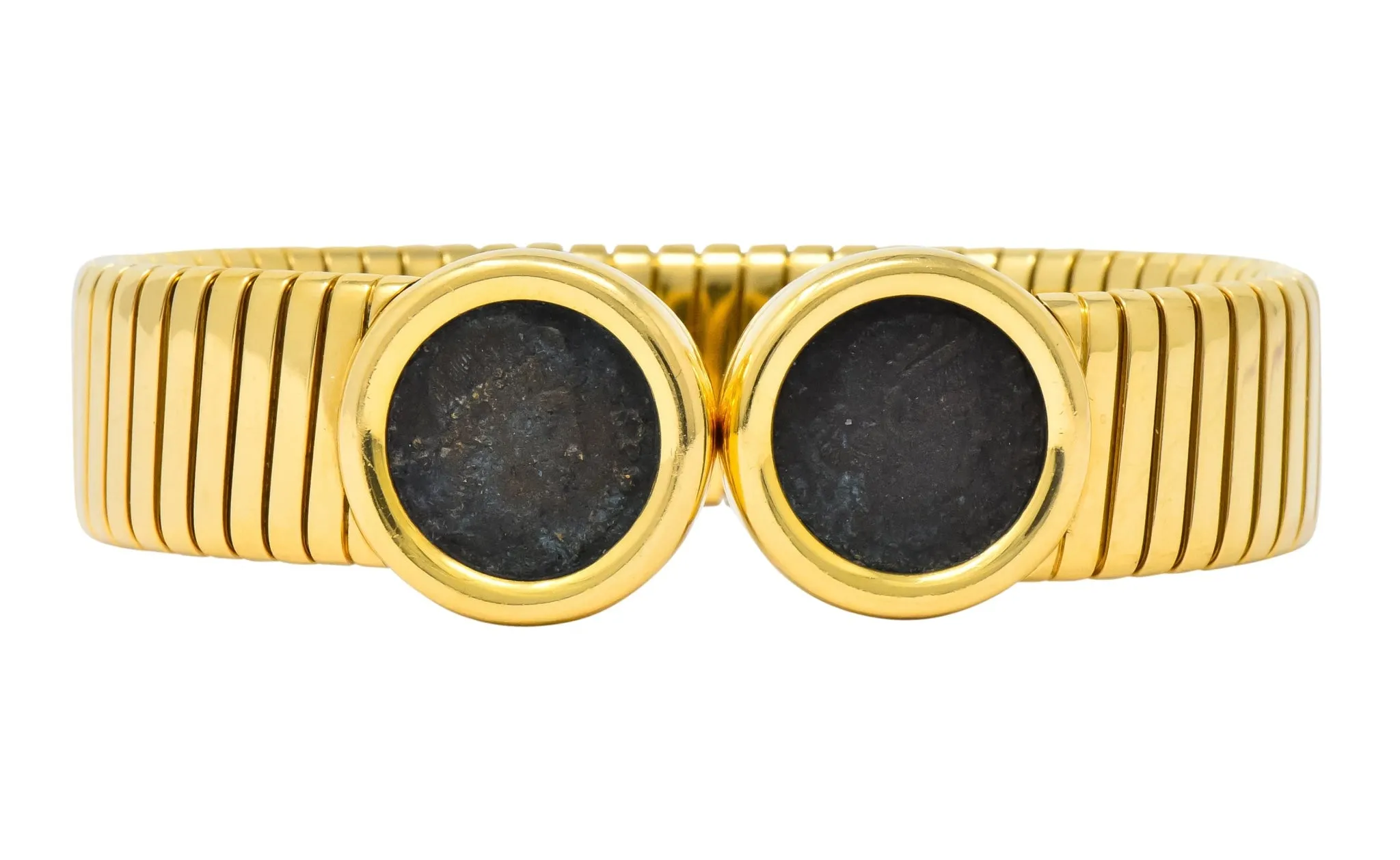 Bulgari Ancient Coin 18 Karat Gold Monete Emperor Constans of Rome Bangle Bracelet