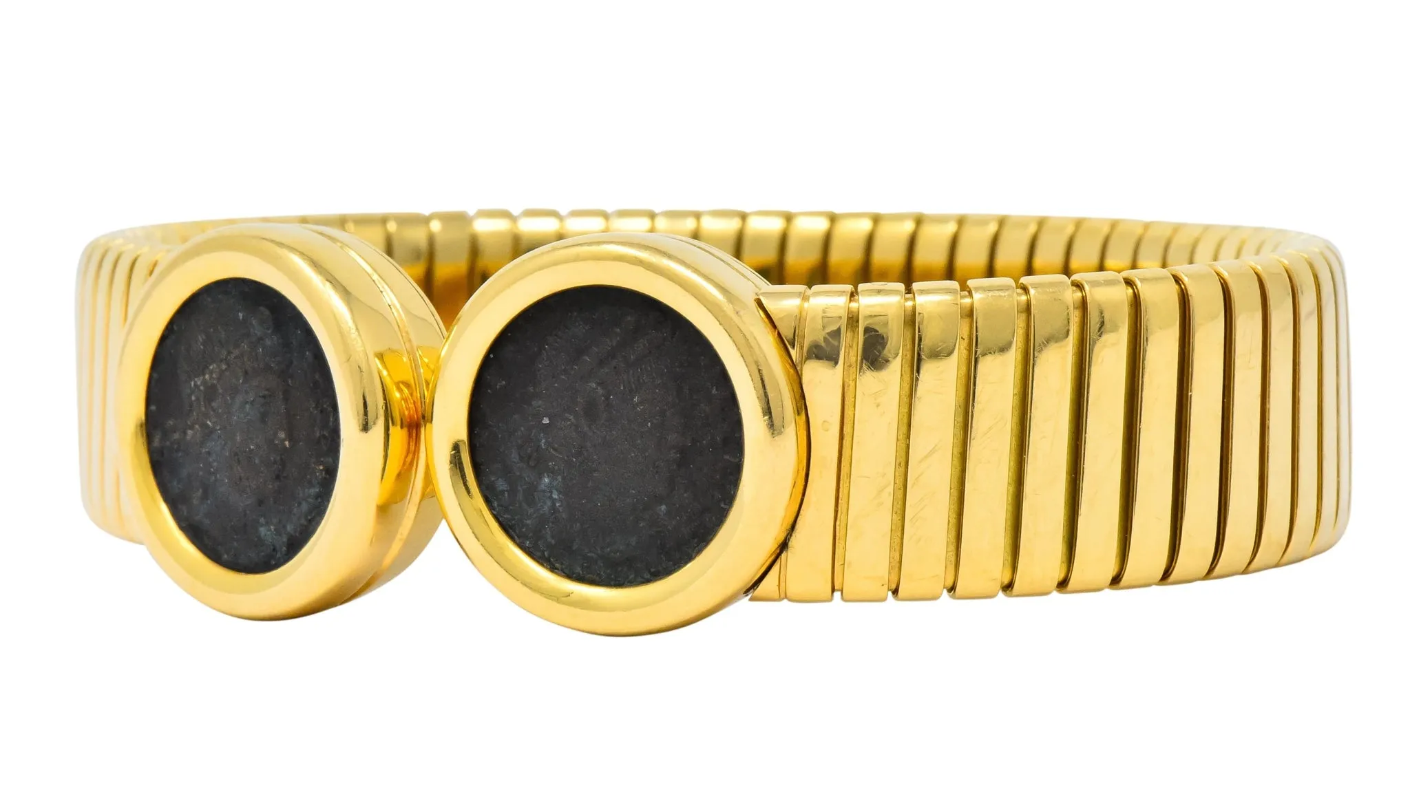 Bulgari Ancient Coin 18 Karat Gold Monete Emperor Constans of Rome Bangle Bracelet
