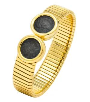 Bulgari Ancient Coin 18 Karat Gold Monete Emperor Constans of Rome Bangle Bracelet