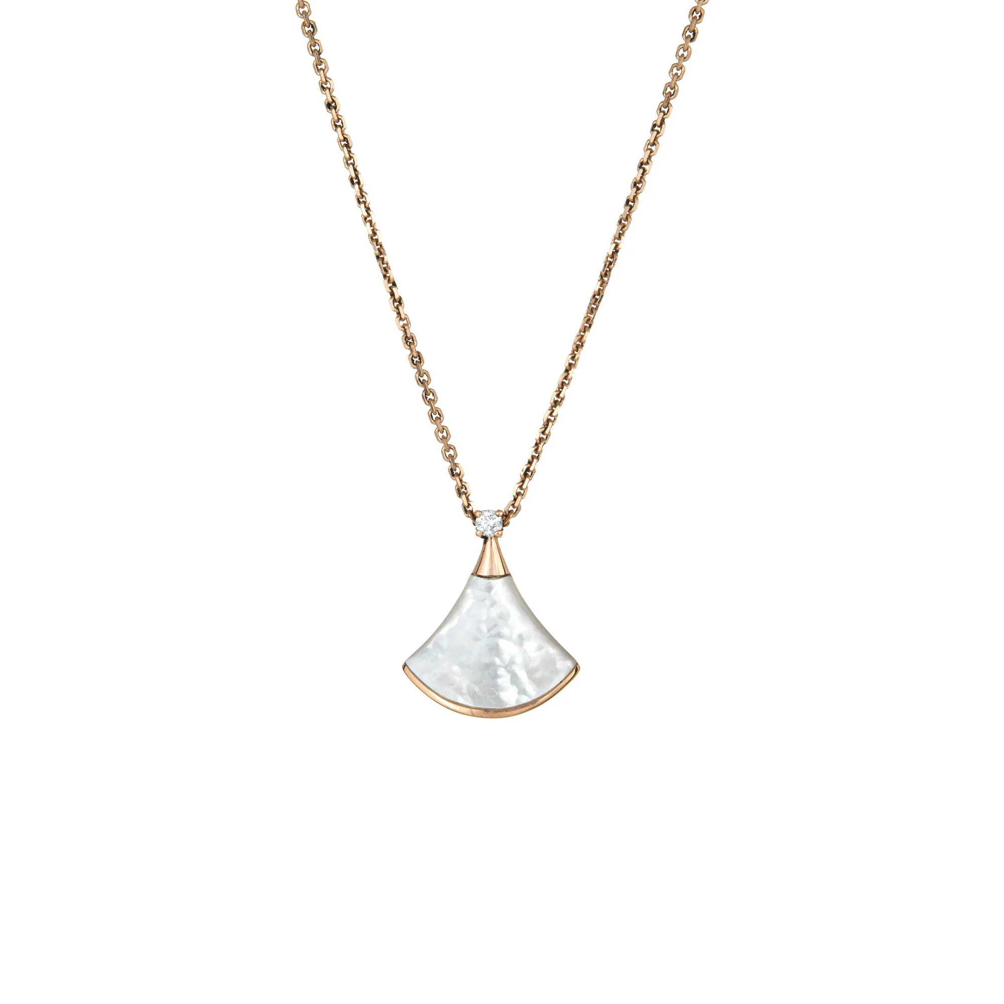 Bulgari Divas Dream Necklace Mother of Pearl Diamond 18k Rose Gold Pre Owned