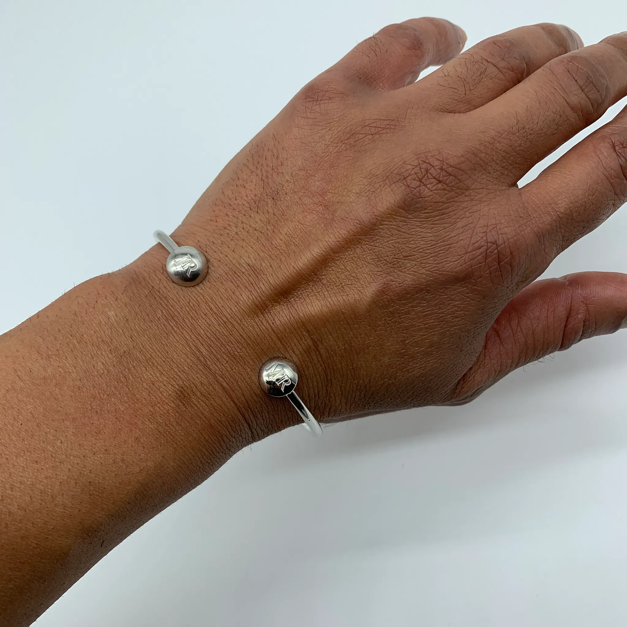 CA Love Custom Initial (Silver-Rhodium white gold) Bangle Bracelet